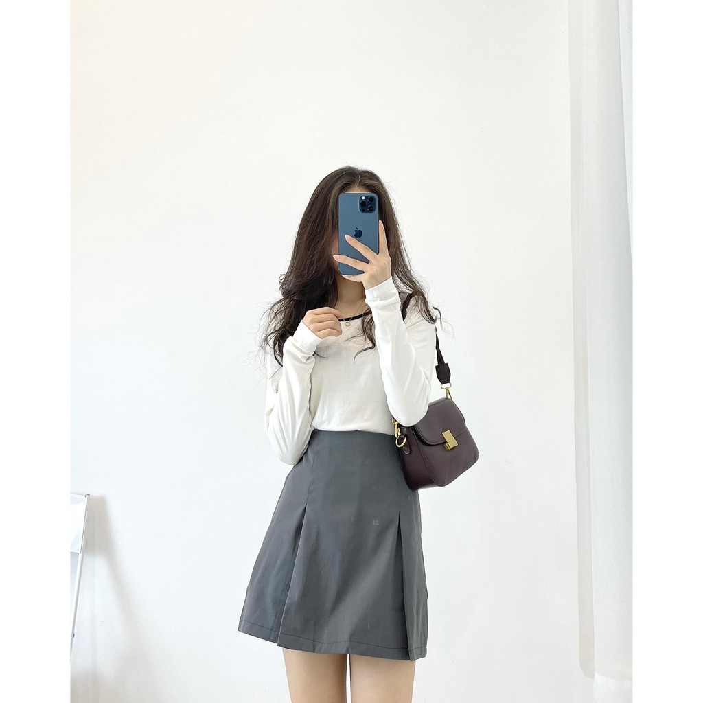 (FREESHIP) Chân váy chữ A xếp ly mới Miho house