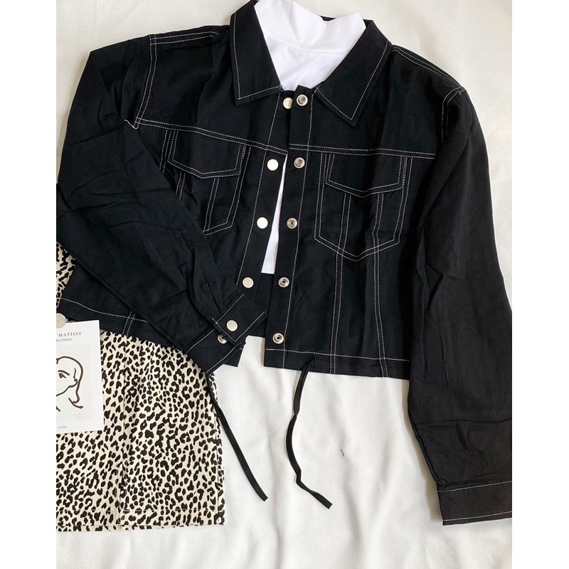 JACKET KAKI VIỀN CHỈ TRẮNG | BigBuy360 - bigbuy360.vn