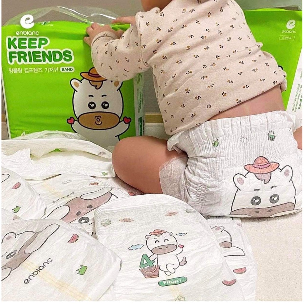 Tã Bỉm Dán/Quần Enblanc KEEP FRIENDS Nội Địa Hàn Quốc Siêu Thấm Hút, Size S40/M32/L28/XL24... Dành Cho Bé