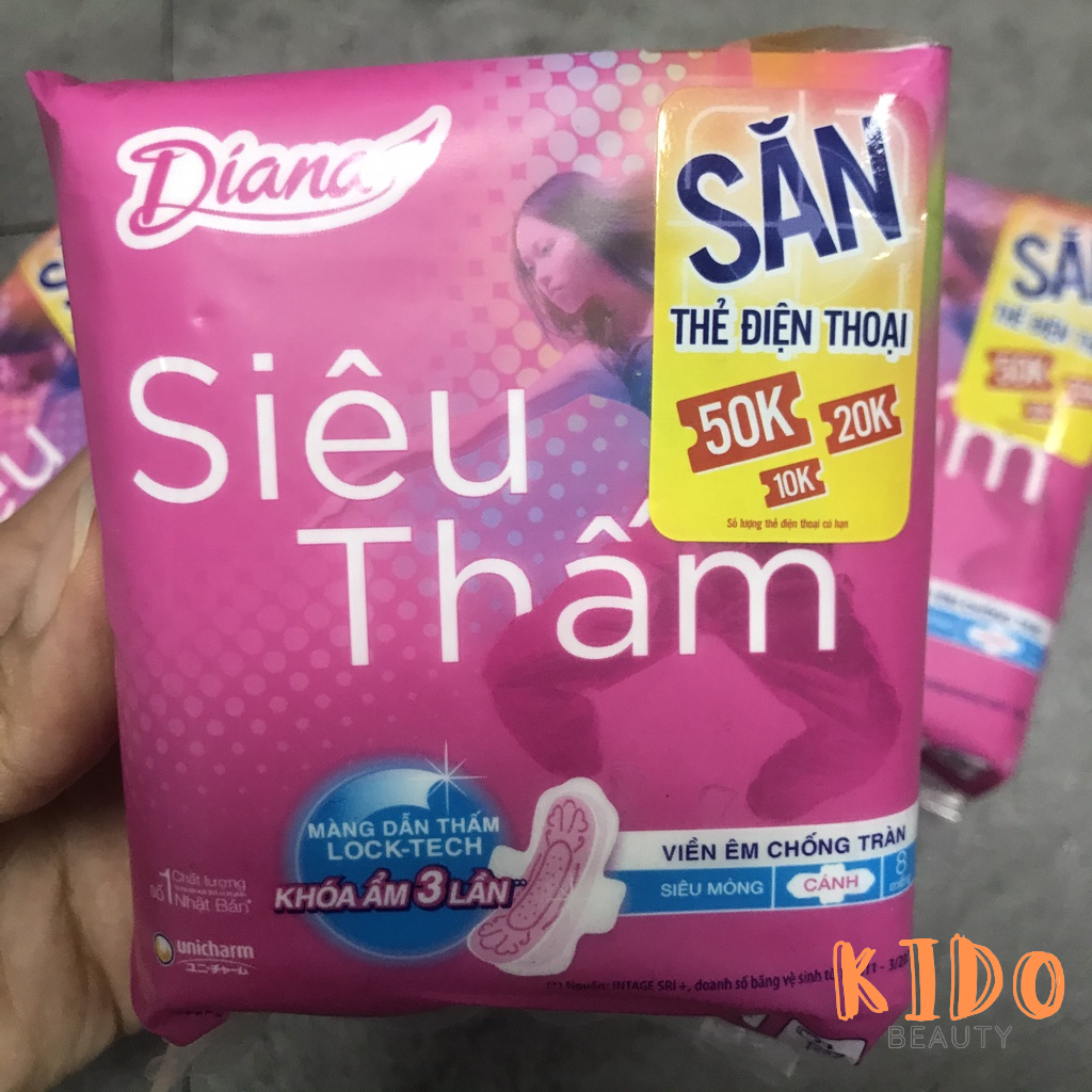 Băng vệ sinh ban ngày Diana siêu mỏng cánh Sensi Cool Fresh | Siêu Thấm 23cm - BVS Diana