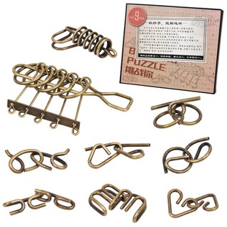 Đồ chơi trẻ em tháo sắt phát triển trí tuệ metal Puzzle 9 món (hàng cao cấp)