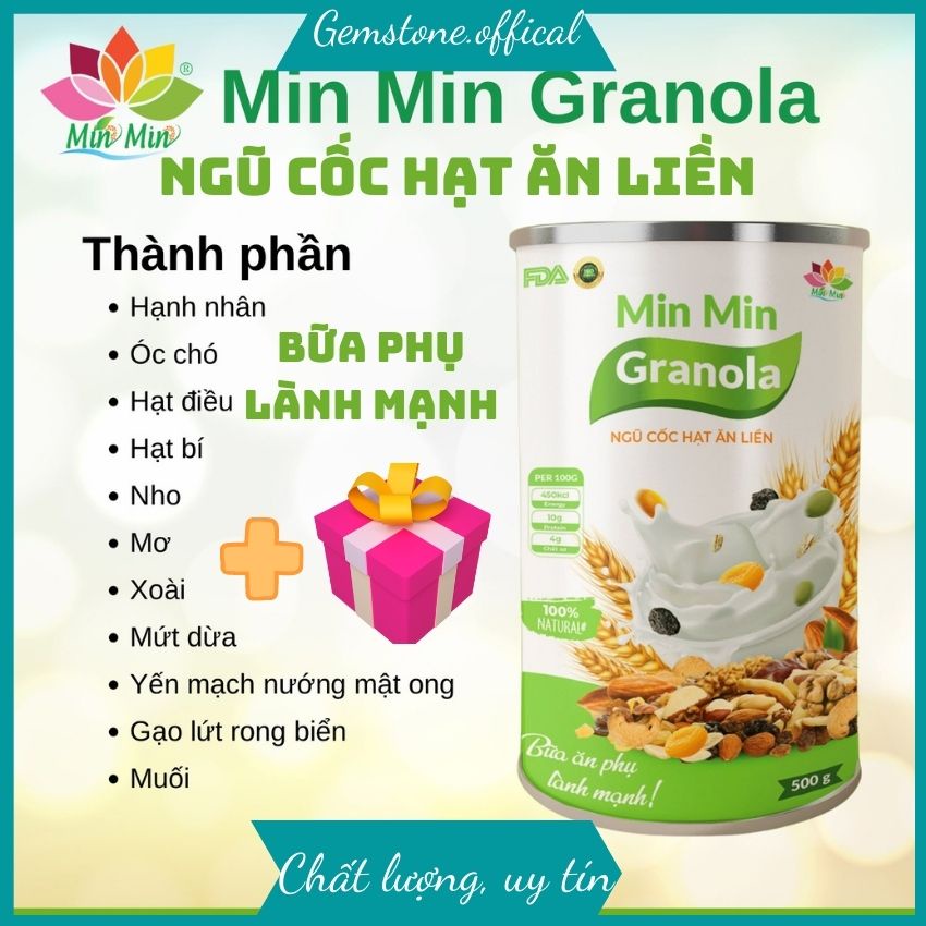 [CHÍNH HÃNG] Ngũ Cốc Hạt Ăn Liền Min Min Granola - Bữa Ăn Lành Mạnh 500gr.