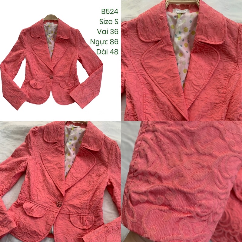 Áo khoác vest/blazer B524 form ngắn chất gấm 2hand Hàn si tuyển ảnh thật