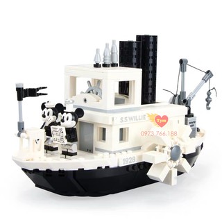 Lắp ráp Lego ideas 21317 Disney Micky Mouse Steamboat Willie Tàu Hơi Nước của Mickey và Minnie 6011 xếp hình cho bé