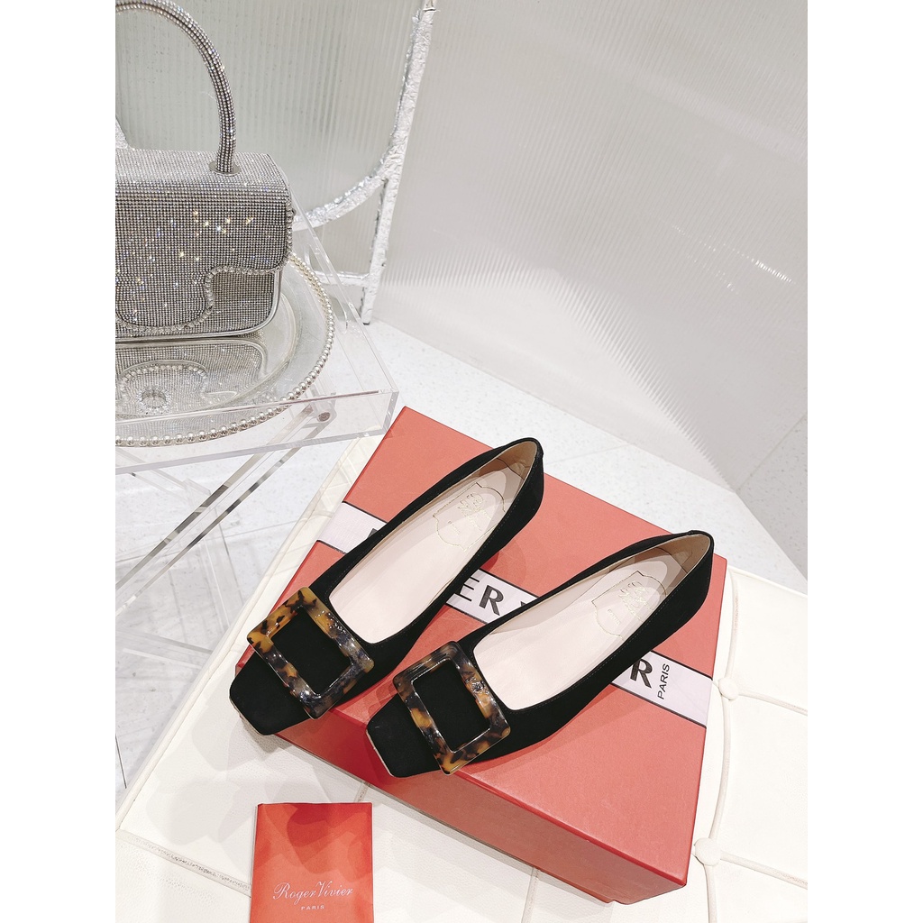 Giày cao gót nữ da thật thời trang cao cấp Roger Vivier thiết kế thanh lịch, sang trọng