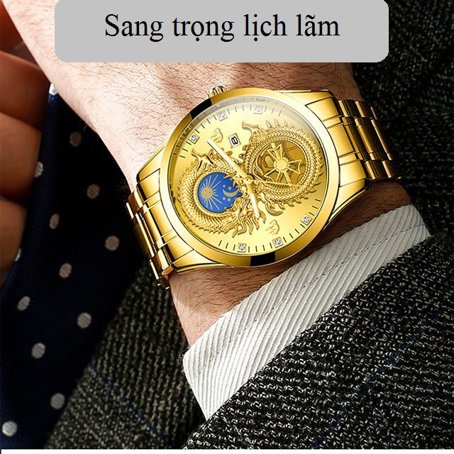 Đồng hồ nam chính hãng FNGEEN dây thép cao cấp không gỉ, Đồng hồ nam cơ chính hãng mặt rồng đẹp S999 - Aka Mart | BigBuy360 - bigbuy360.vn