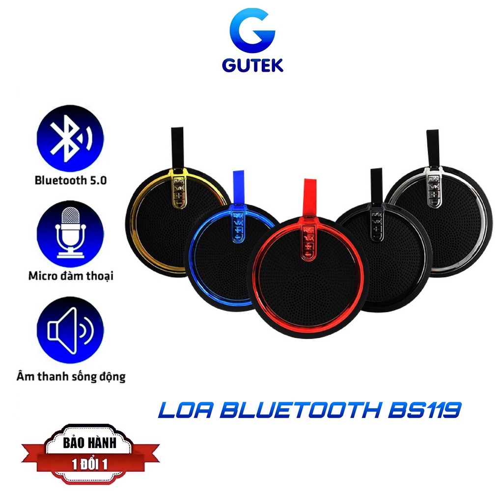 Loa bluetooth mini nghe nhạc BS119 cầm tay nhỏ gọn hỗ trợ thẻ nhớ và cổng 3.5