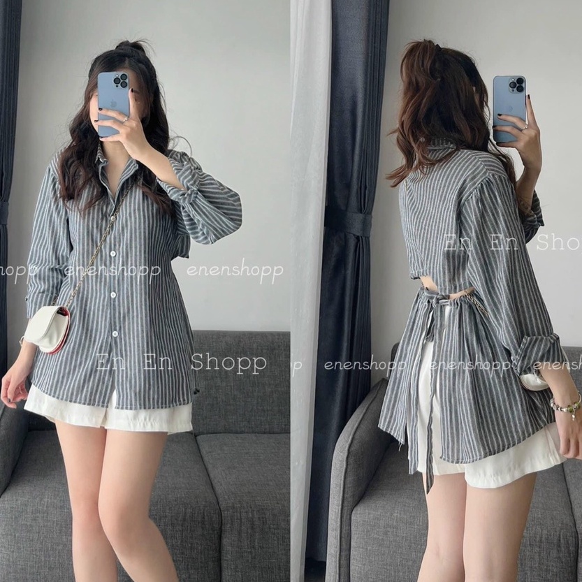 Áo sơ mi cut out lưng cá tính