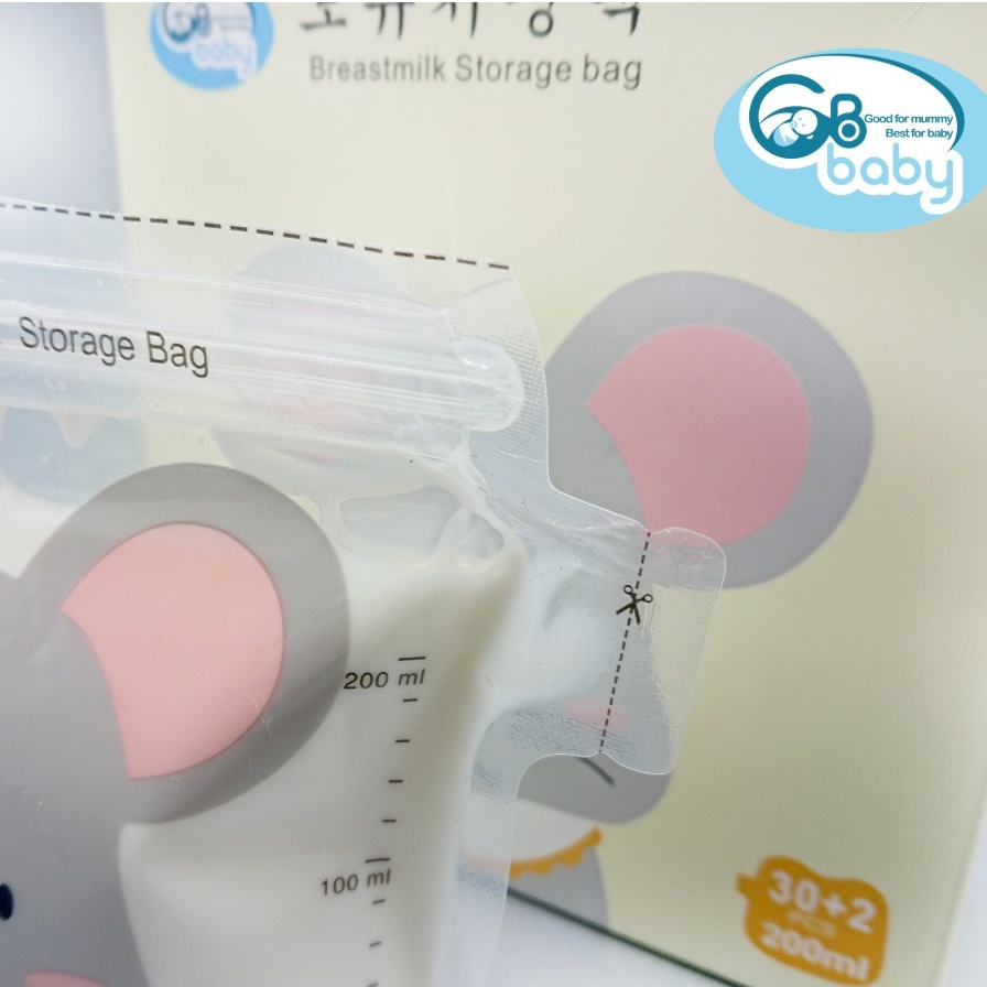 Túi trữ sữa hình Chuột GB-Baby 200ml 1 hộp 30 túi Tặng 2 túi