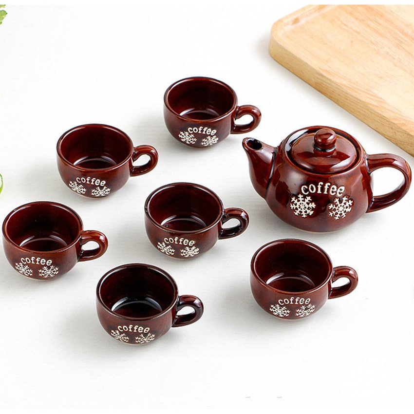Bộ Ấm Chén Uống Trà Nhật Màu Cafe - Ấm Pha Trà Cao Cấp Màu Nâu - Bộ Trà Nâu Mikem Shop
