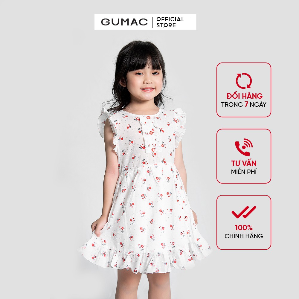 Đầm bé gái phối nút GUMAC DKB4217