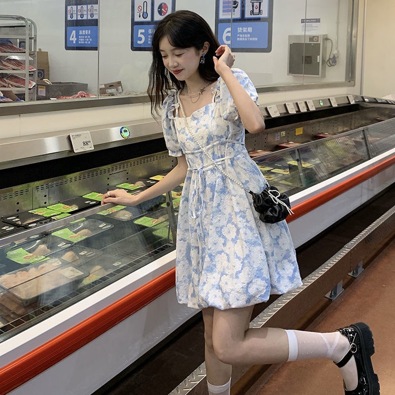 Đầm Hoa Tay Phồng Thời Trang Hè Mới Đáng Yêu Dành Cho Nữ 2022