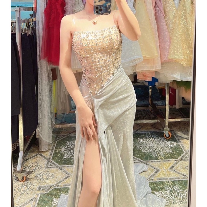 Ms1269y ĐẦM CÚP THUN KIM TUYẾN ĐÍNH Đ.Á full size S/M/L /XL