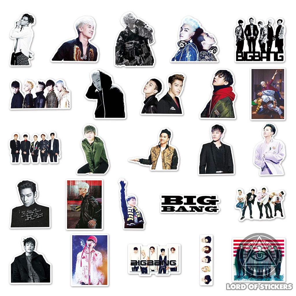 Set 50 Hình Dán BIGBANG Sticker Nhóm Nhạc Kpop Chống Thấm Nước Trang Trí Mũ Nón Bảo Hiểm, Laptop, Ván Trượt, Vali, Sổ