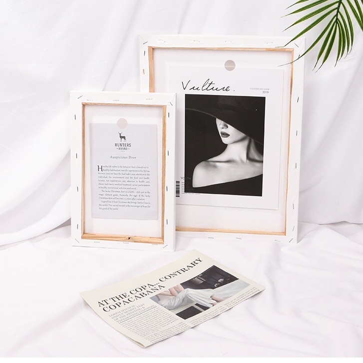 Khung ảnh gỗ bọc vải làm đạo cụ trang trí chụp ảnh phong cách vintage