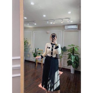 Chân váy midi xếp ly kèm belt