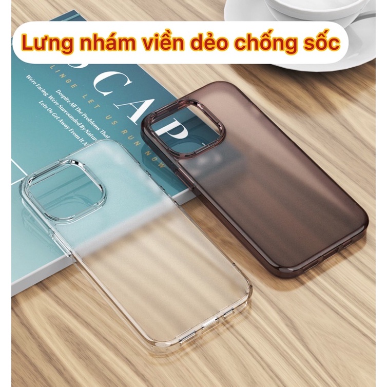Ốp Lưng cứng nhám viền dẻo trong suốt cho IP 14 Promax , 14 Pr0 , 13 Pro Max , 12 chính hãng Likgus chống ố vàng