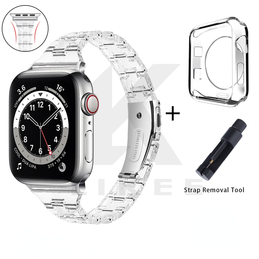 Dây Đeo Trong Suốt 2 Trong 1 Cho Đồng Hồ Thông Minh Apple Watch 41mm 45mm 44mm 40mm 38mm 42mm iWatch Series 7 6 5 4 3 2 SE