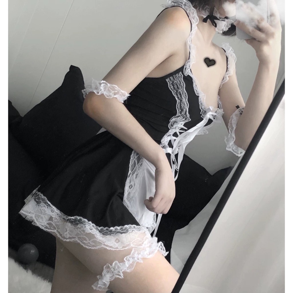 [KÈM PHỤ KIỆN] Đồ ngủ cosplay học sinh gợi cảm - Cosplay hầu bàn kèm quần lọt khe sexy | BigBuy360 - bigbuy360.vn