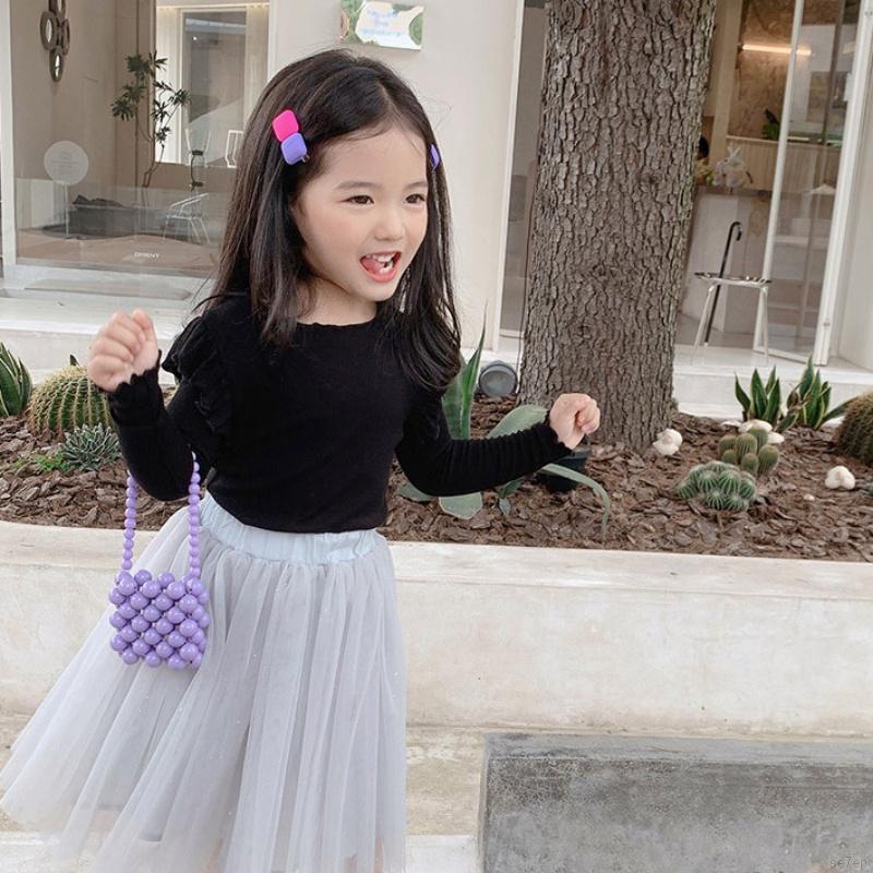 Áo sơ mi tay dài màu sắc trẻ trung phong cách Hàn Quốc cho bé gái Se7en