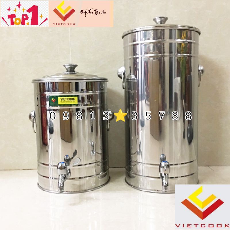 Bình đựng nước inox 10 lít, 15 lít, 20 lít, 25 lít inox 304 có vòi cao cấp VIETCOOK