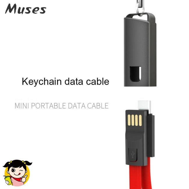 Muse07 Cáp sạc USB thiết kế dạng móc khóa tiện dụng cho iPhone Android Samsung S10 S10+ S10E