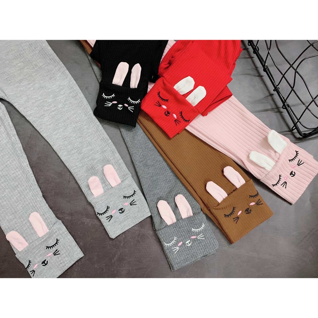 Quần legging cotton gân thỏ kute cho gái xinh điệu đà - QLTT