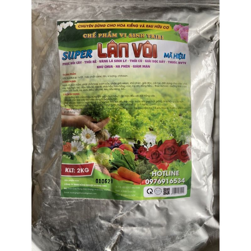 1 BỊCH PHÂN BÓN SIÊU LÂN VÔI 2KG KHỬ TRÙNG VÀ XỬ LÝ ĐẤT