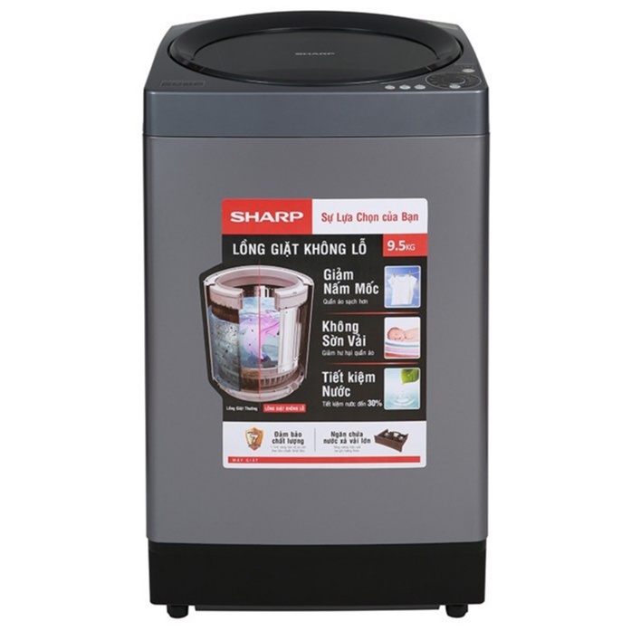 Máy giặt Sharp cửa trên Inverter 9.5kg ES-W95HV-S - Chính hãng BH 24 tháng - Miễn phí lắp đặt