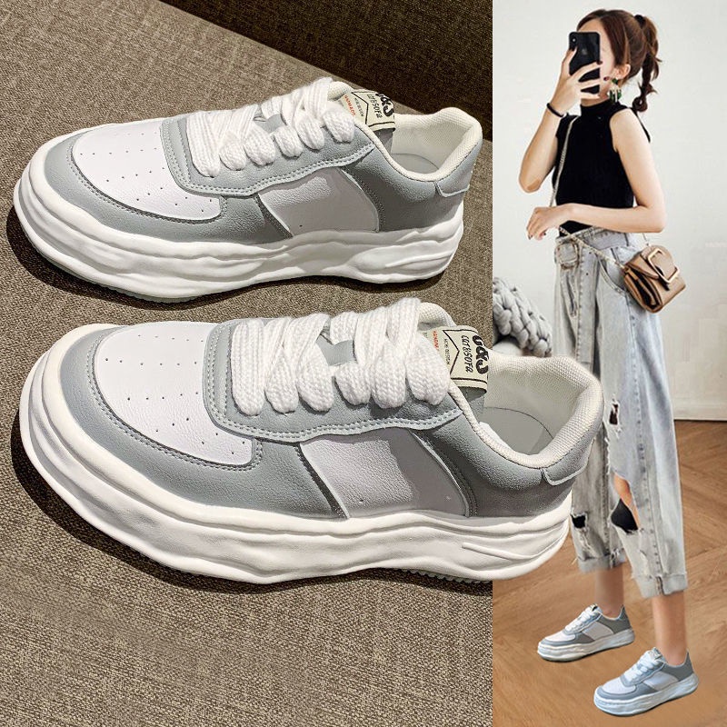 Jiashucheng Giày Thể Thao Canvas Đế Dày Mỏng Màu Trắng Thiết Kế Vỏ Sò Giải Trí Phong Cách Mới Cho Nữ