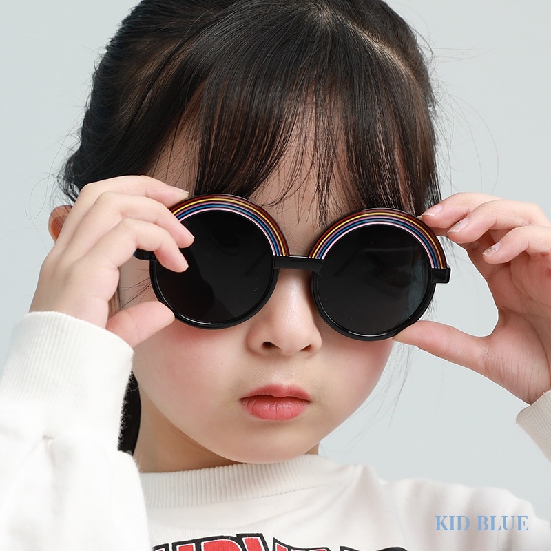 Kính Mát Cầu Vồng Tròng Tròn Độc Đáo Dễ Thương Thời Trang Cho Bé Trai Và Gái