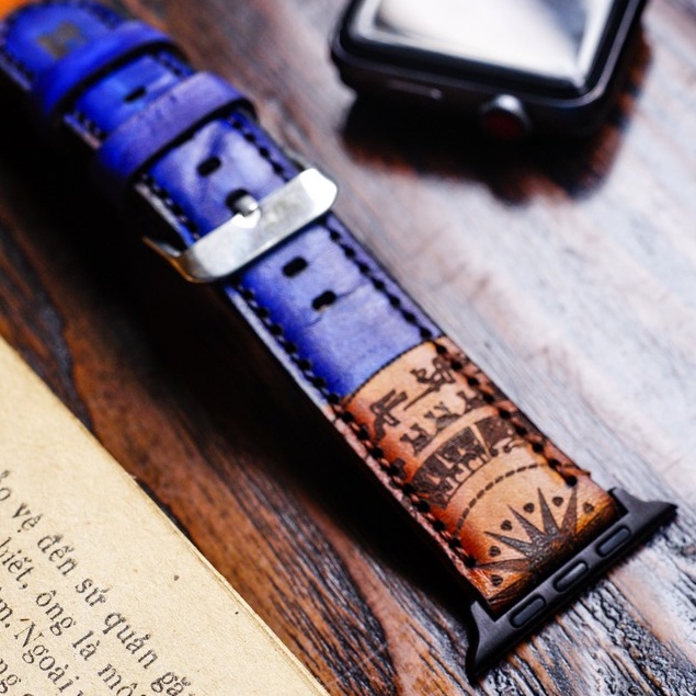 Dây Đồng Hồ Da Thật RAM Leather Trống Đồng Việt Nam Xanh Navy Da Bò Thật Bền Đẹp