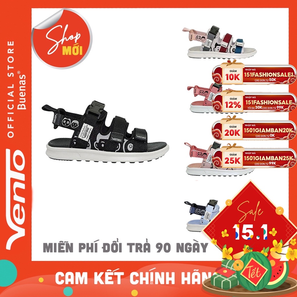 Vento sandal nam nữ chính hãng quai ngang NB80 giày sandan dép quai hậu nữ nam học sinh đế cao 3 phân