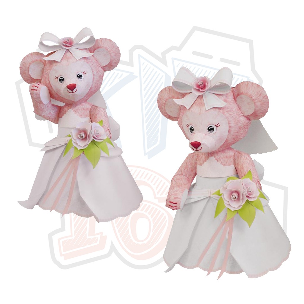 Mô hình giấy Lễ hội cưới búp bê chibi cute Wedding Bear