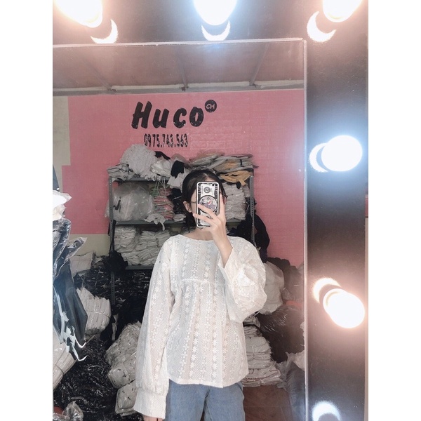 Áo Babydoll Hoa Nhí 2 Màu Tay Bồng Dài NữSơ mi form rộng giấu quần màu trắng bánh bèo tiểu thư Ulzzang Vintage Hottrend