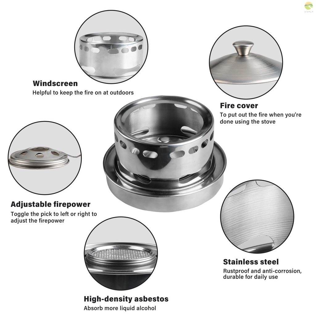 Bếp Cồn Di Động Bằng Thép Không Gỉ Chống Gỉ Có Thể Điều Chỉnh Dùng Cho Hoạt Động Ngoài Trời