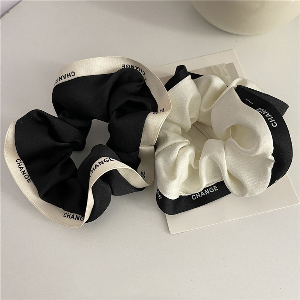 Dây buộc tóc cao su màu trơn in chữ phong cách Hàn Quốc dễ thương cho nữ