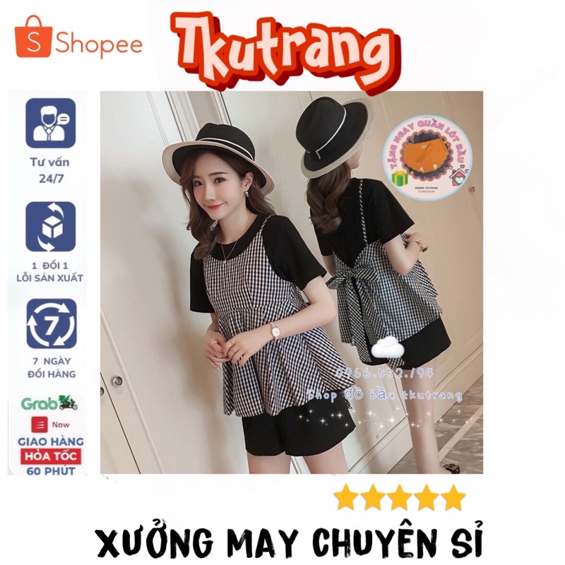 [ MẶC ĐƯỢC SAU SINH ] Bộ bầu mùa hè dáng lửng - Đồ bầu mặc nhà và sau sinh chất mát cực mát - NH41