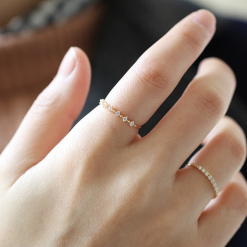 Phiên bản hàn quốc của thời trang đơn giản mở nhẫn nữ cá tính nhẫn kim cương tinh tế