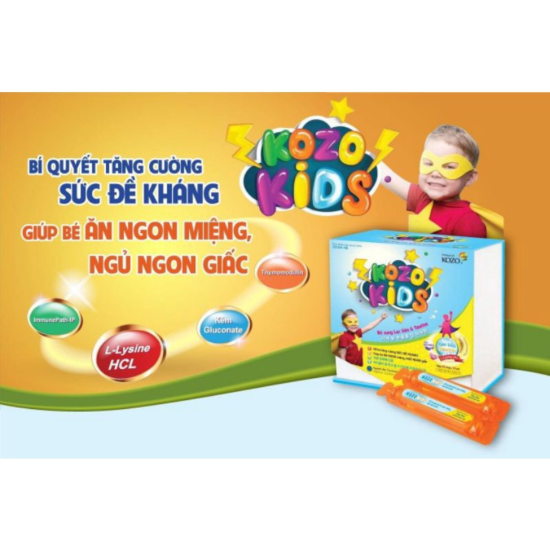 KOZO KIDS hộp 20 ống hỗ trợ bé tăng sức đề kháng, ăn ngon miệng, ngủ ngon giấc