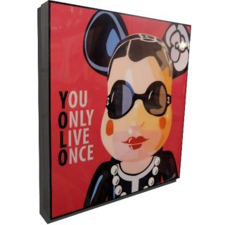 Tranh treo tường gấu Bearbrick YOLO, kèm khung gỗ, Tranh Canvas decor phòng ngủ