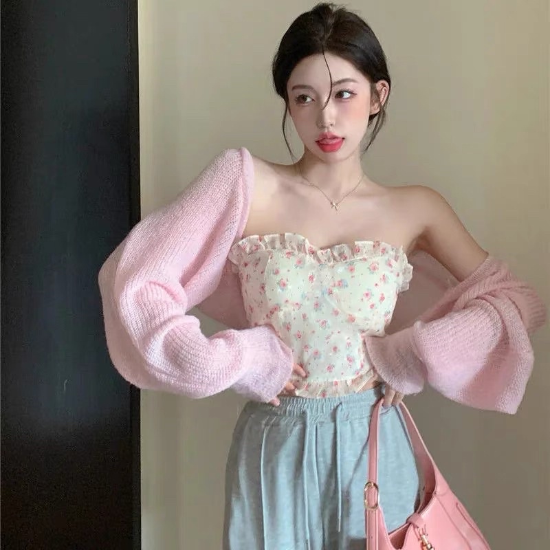 Áo Form Corset Croptop Cúp Ngực Hoa Văn Nhí Xinh Xắn | BigBuy360 - bigbuy360.vn