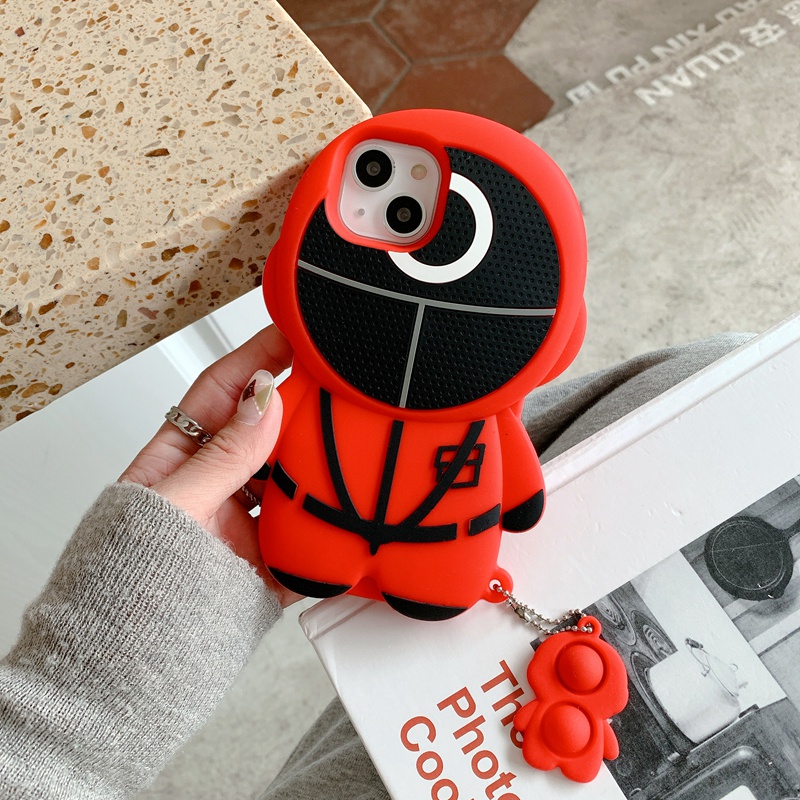 Ốp Điện Thoại Họa Tiết Squid Game 3D Gắn Dây Đeo Cho iphone 13 12 11 Pro Max 6 6S 7 8 Plus X XS XR SE 2020