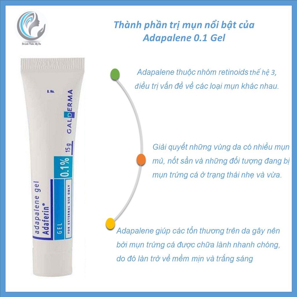 Adaferin gel 0,1% adapalene cho da dầu mụn ẩn TM09