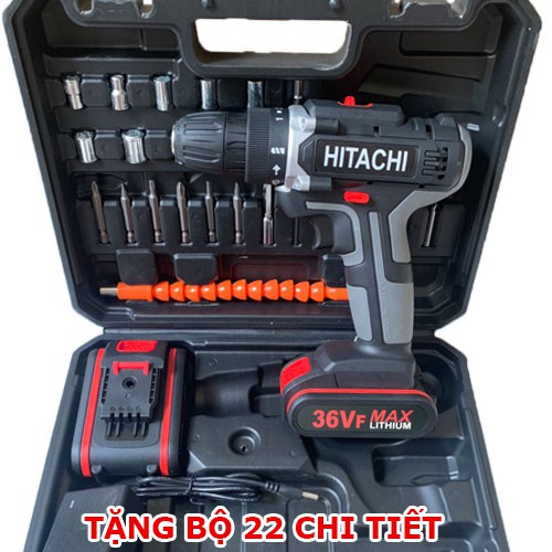 [Tặng bộ 22 chi tiết] Máy Khoan Pin Hitachi 36V 3 Chức Năng - Khoan Bê Tông - Bắt Vít - Hitachi 28V