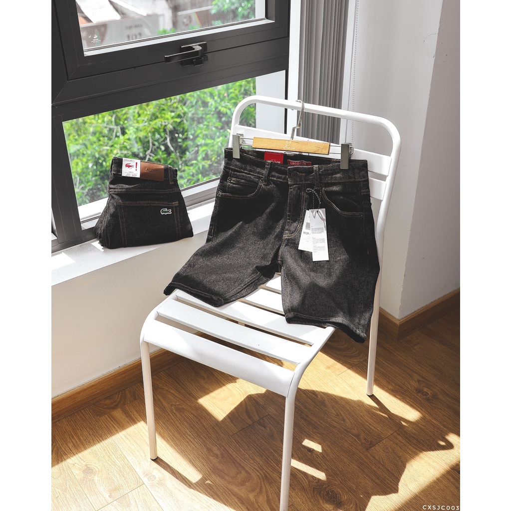 Quần short jean LCT, quần lửng jean nam form slim fit tôn dáng LC003