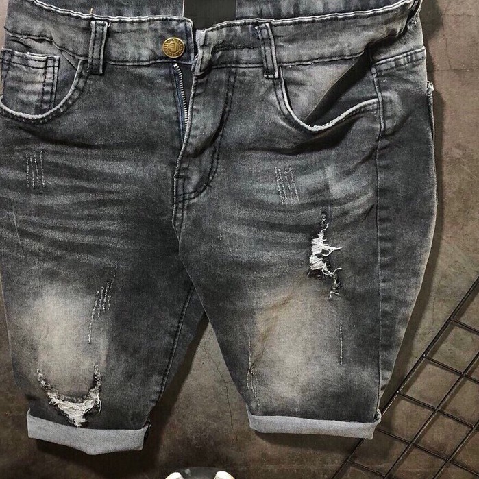 Quần Short Jean Nam màu xám đen chất co giãn Muradfashion, Quần Sọt Nam chất vải bò co gian trẻ trung cá tính NT7980