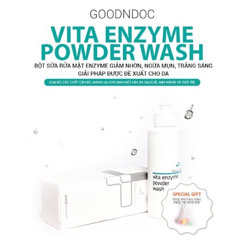 Bột Enzym Rửa Mặt Goodndoc Vita Enzym Powder Wash phù hợp Mọi Loại Da