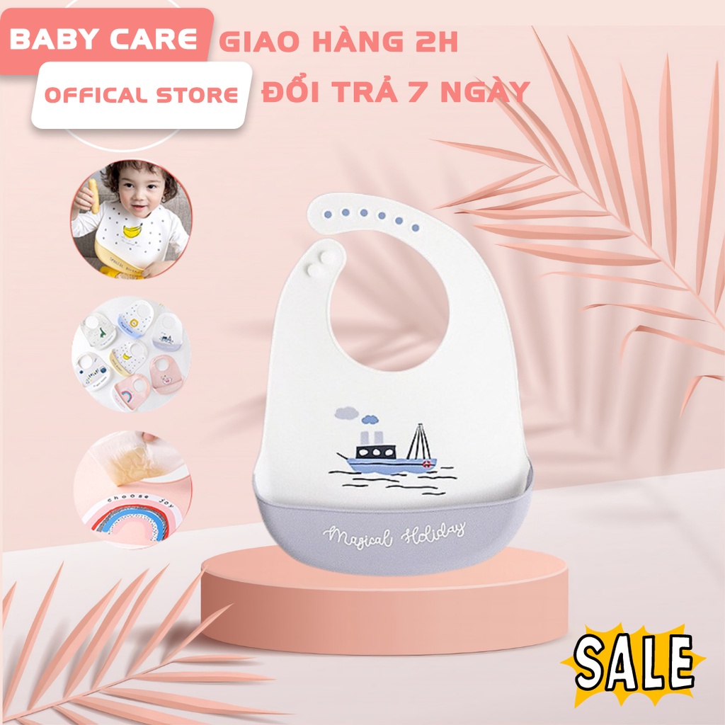 [RẺ NHẤT HCM] Yếm ăn dặm slicon có máng tiện lợi dễ vệ sinh an toàn với bé
