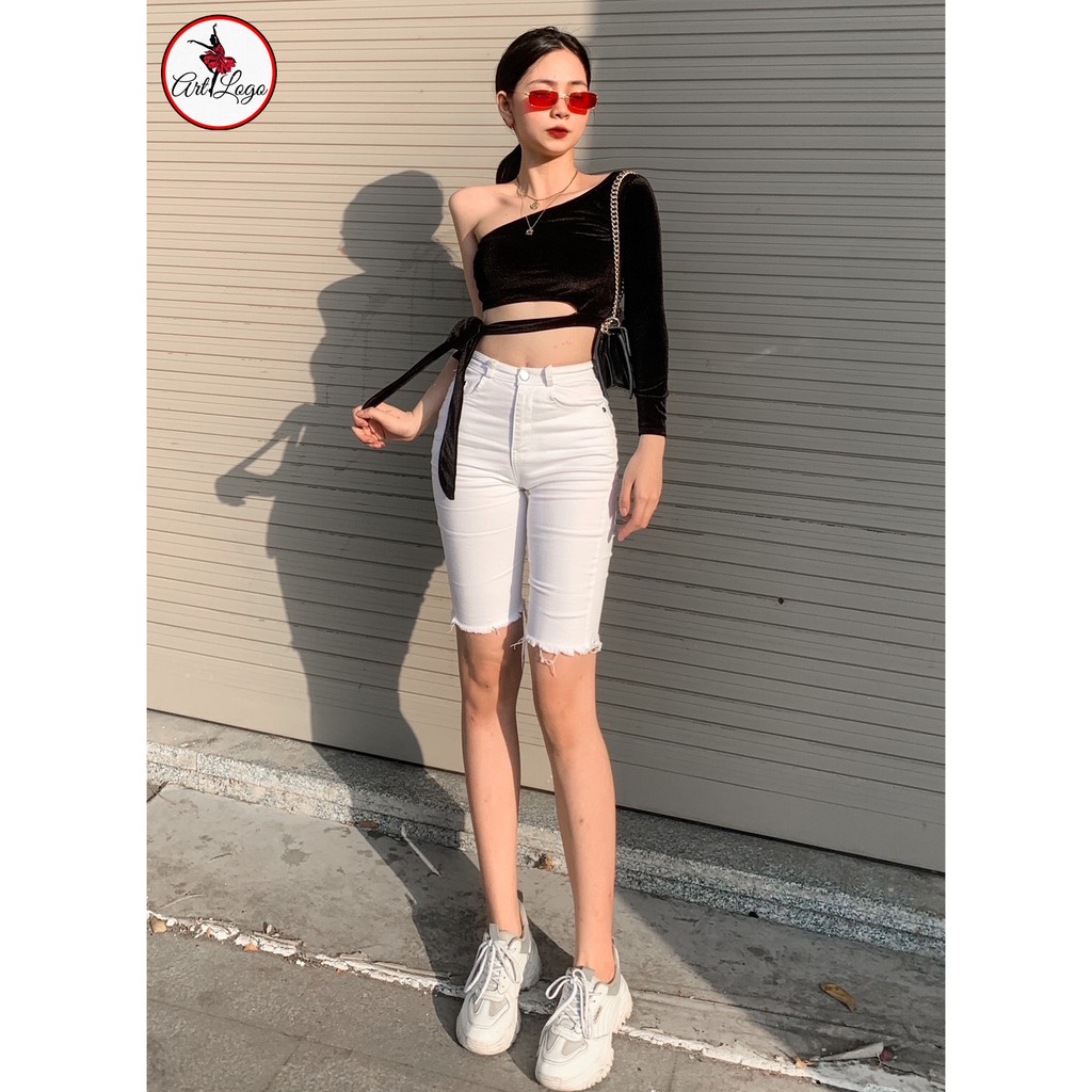 Set đồ nữ cá tính áo nhung hở vai quần jean "ÁO NHUNG" | BigBuy360 - bigbuy360.vn